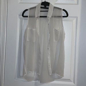 Flowy White Button Up Summer Blouse